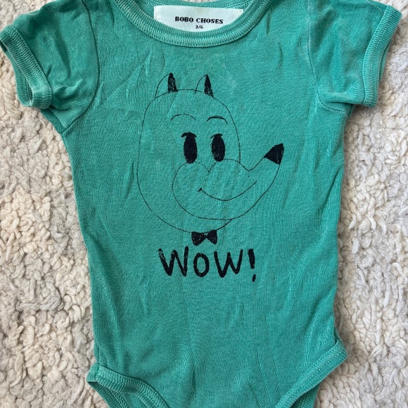 BOBO CHOSES WOW Green Onesie Classic Children's Designer Size 3/6 months - Picture 1 of 2